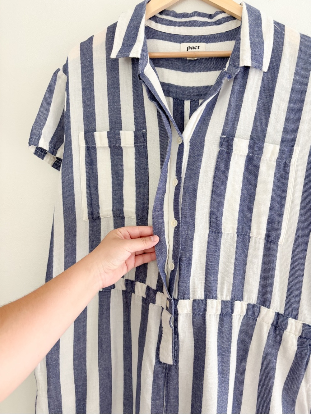 Pact Blue Striped Harbour Romper - Picture 7 of 9